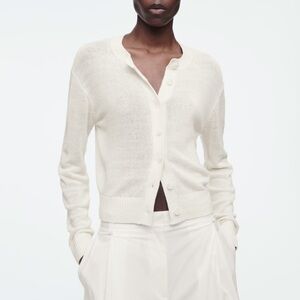 COS Linen Knitted White Cardigan in Size Small